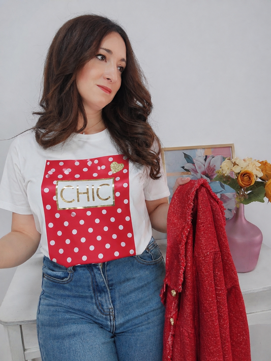 Camiseta chic lunares roja