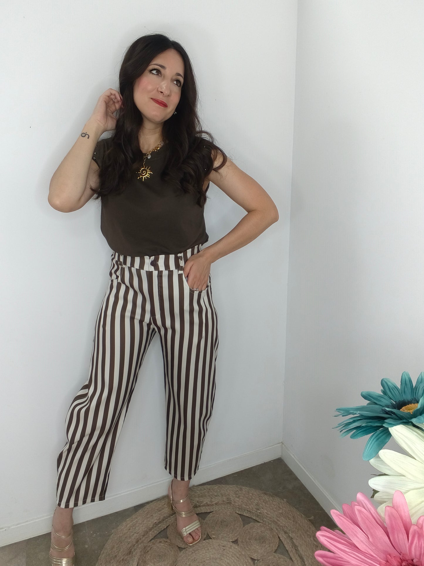Pantalón Rayas Chocolate