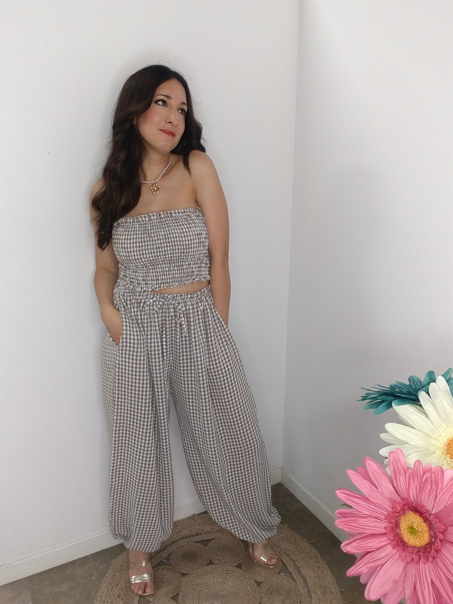 Conjunto Vichy Chic Marrón