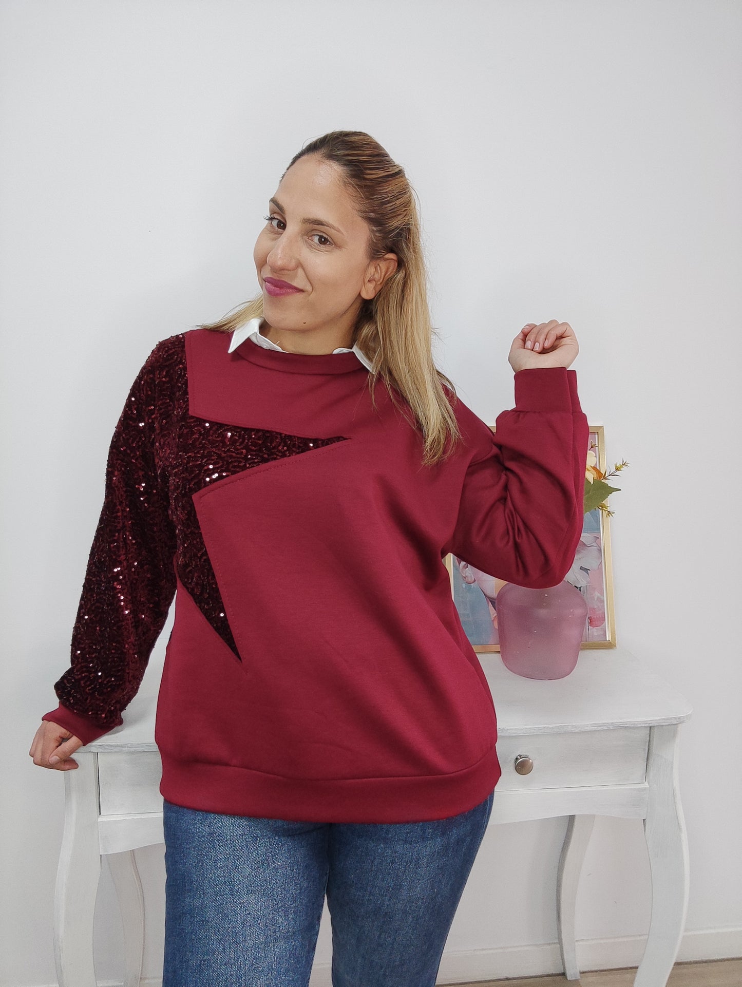 Sudadera star burdeos