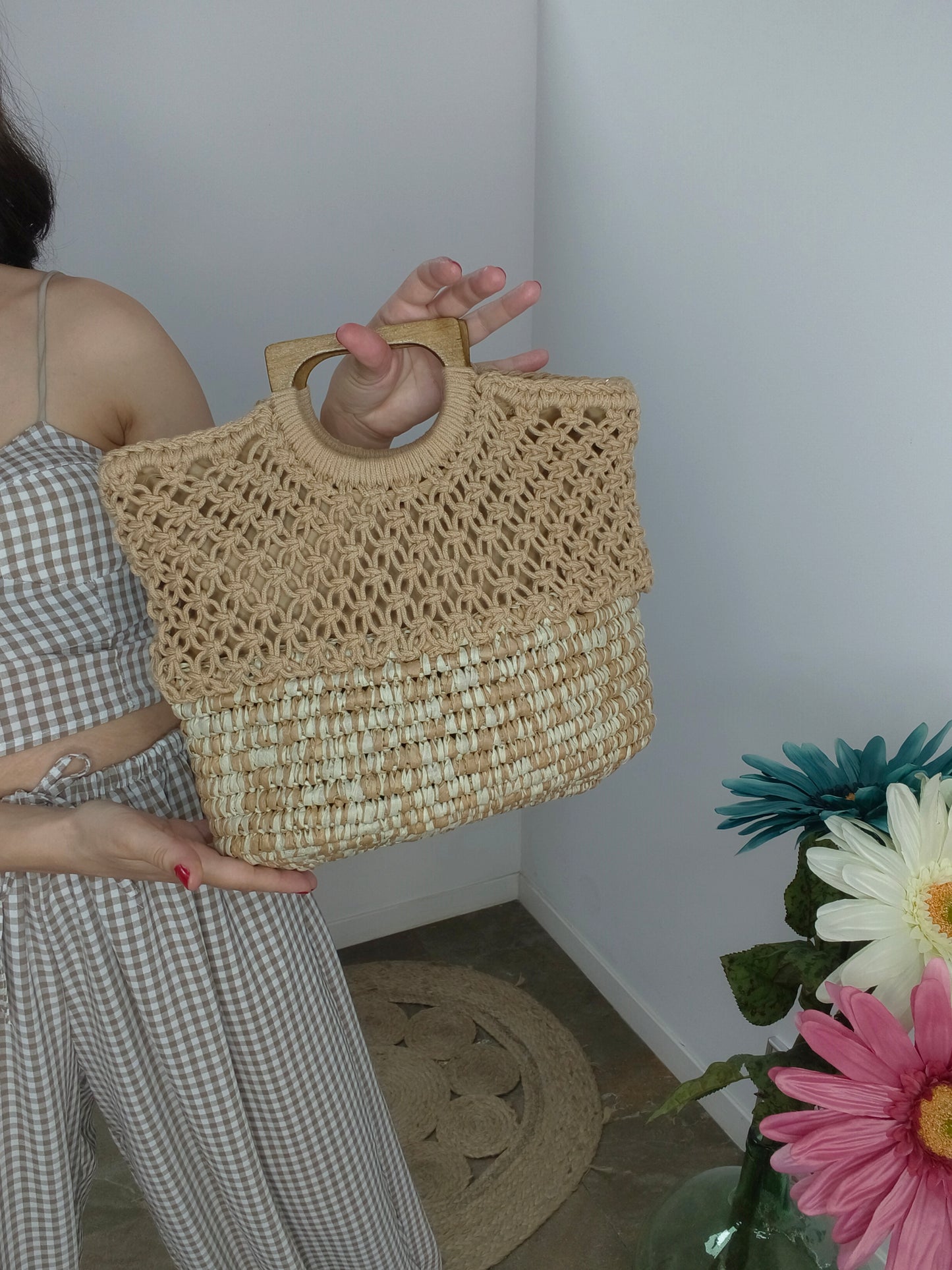 Bolso Rafia Bicolor