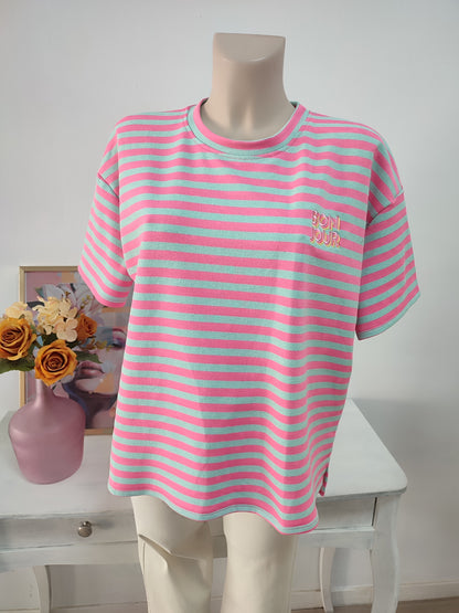 Camiseta Bon Jour rayas