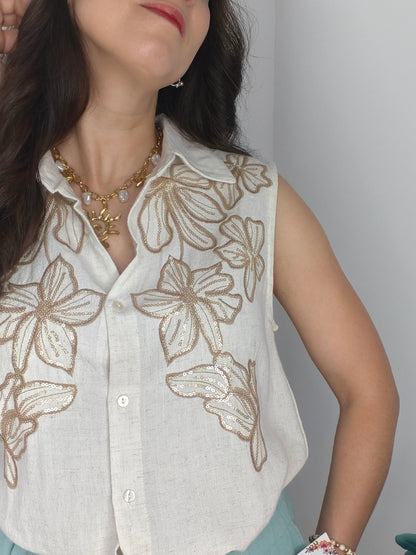 Blusa Florencia Bordada Beig
