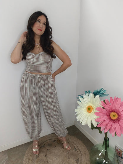 Conjunto Vichy Marrón Taupe