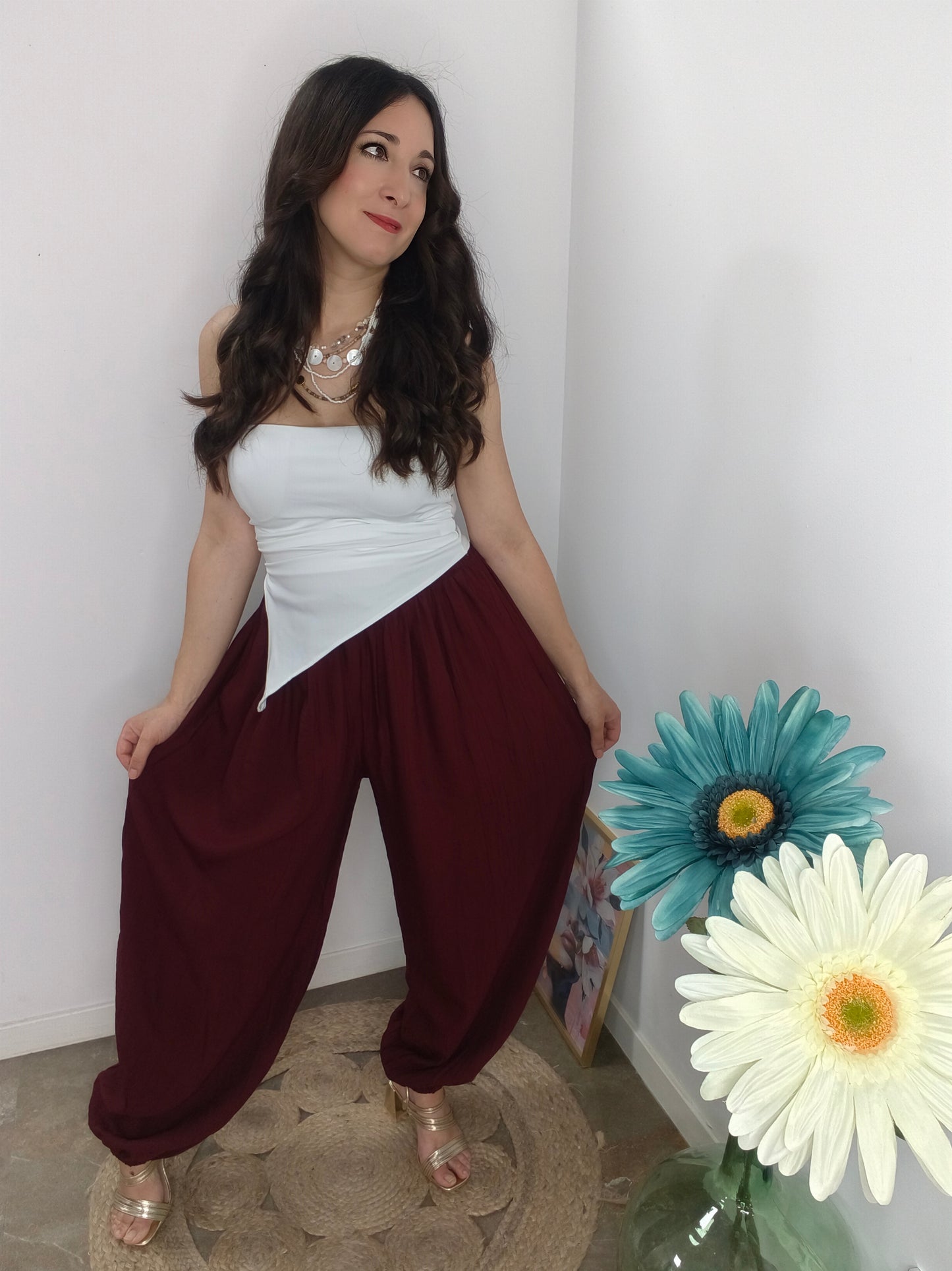 Pantalón Bombacho Burdeos