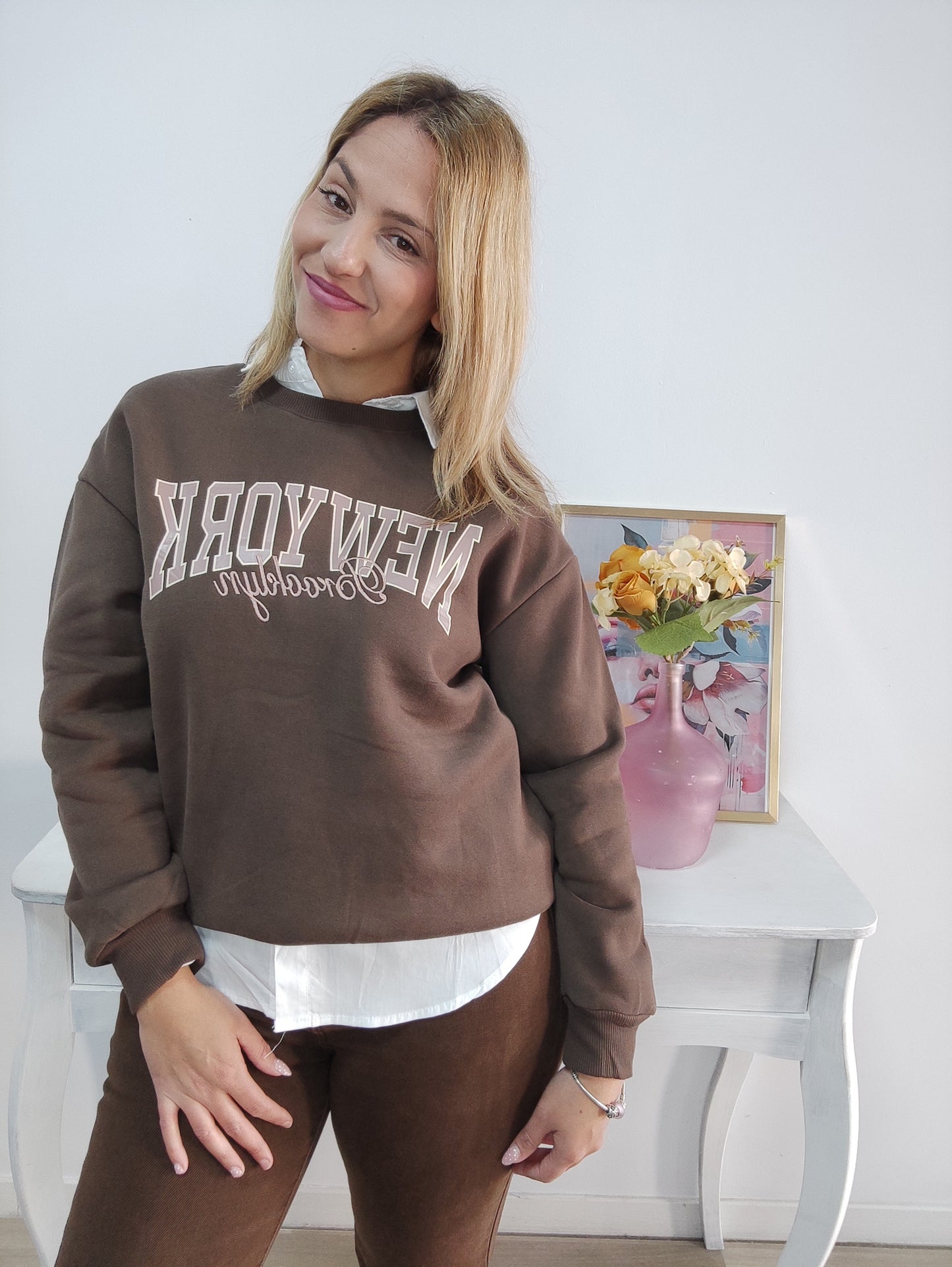 Sudadera New York choco