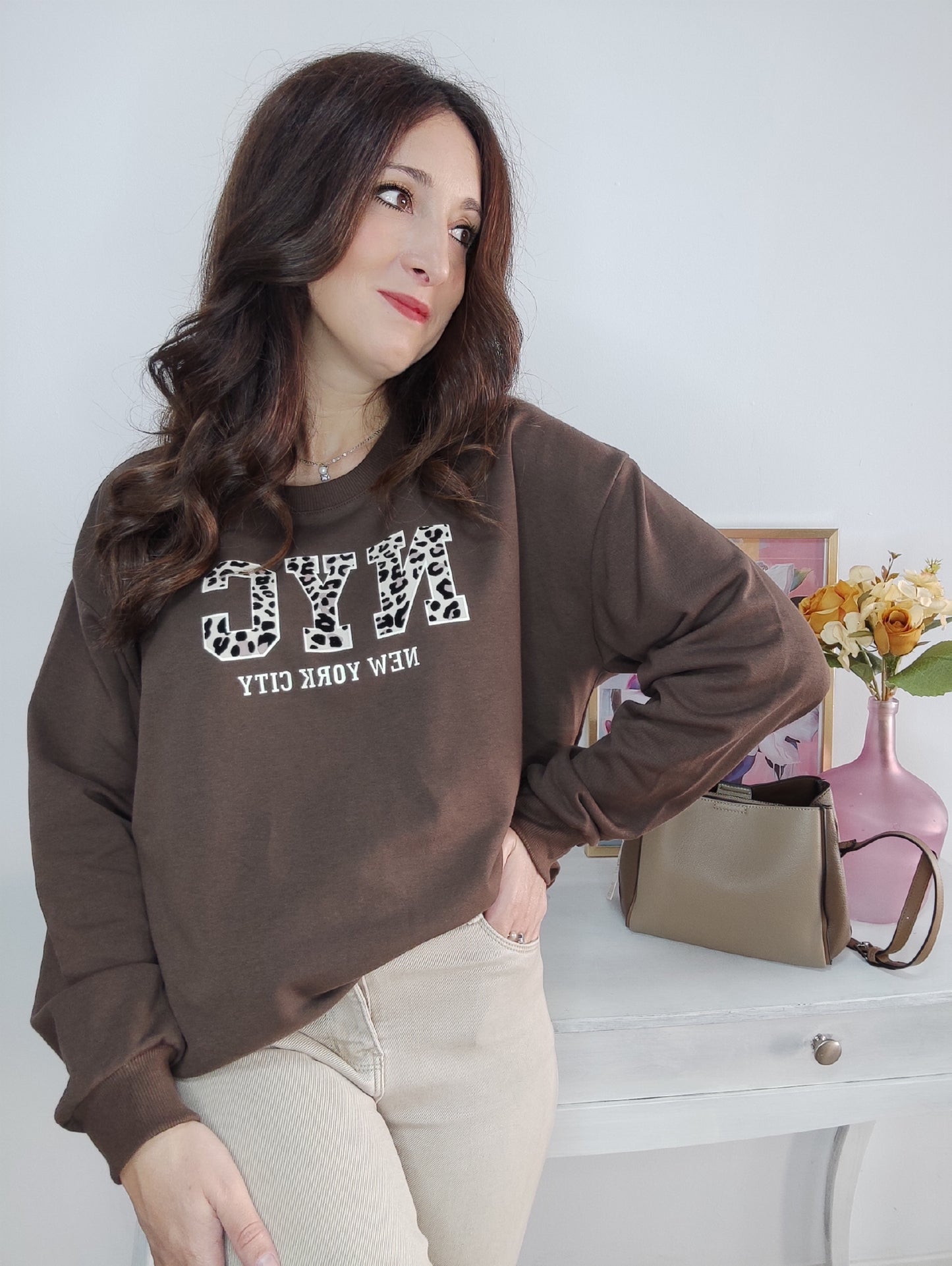 Sudadera NYC leopardo