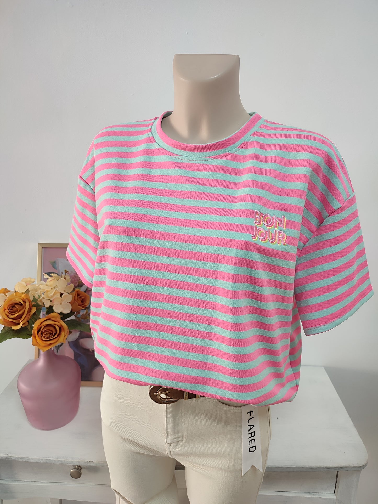 Camiseta Bon Jour rayas