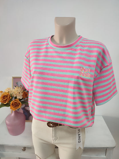 Camiseta Bon Jour rayas