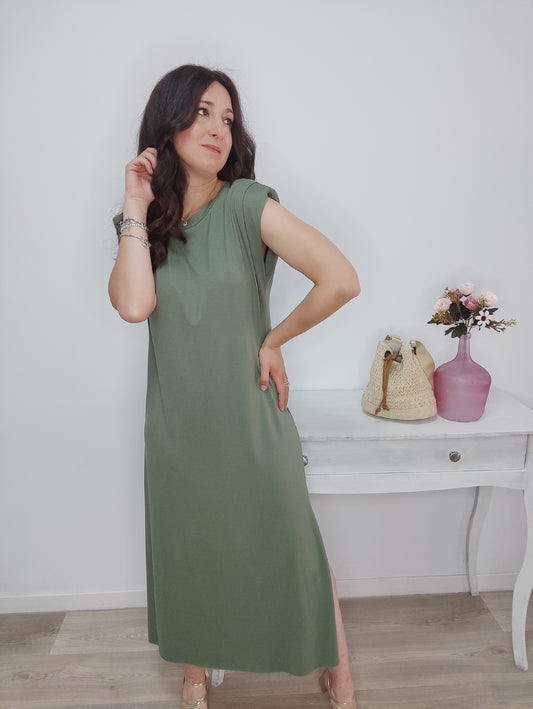 VESTIDO HOMBRERA VERDE