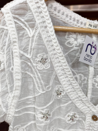 Chaqueta Flor Joya Blanca