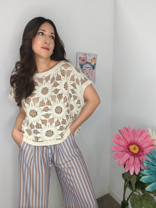 Blusa Crochet Floral