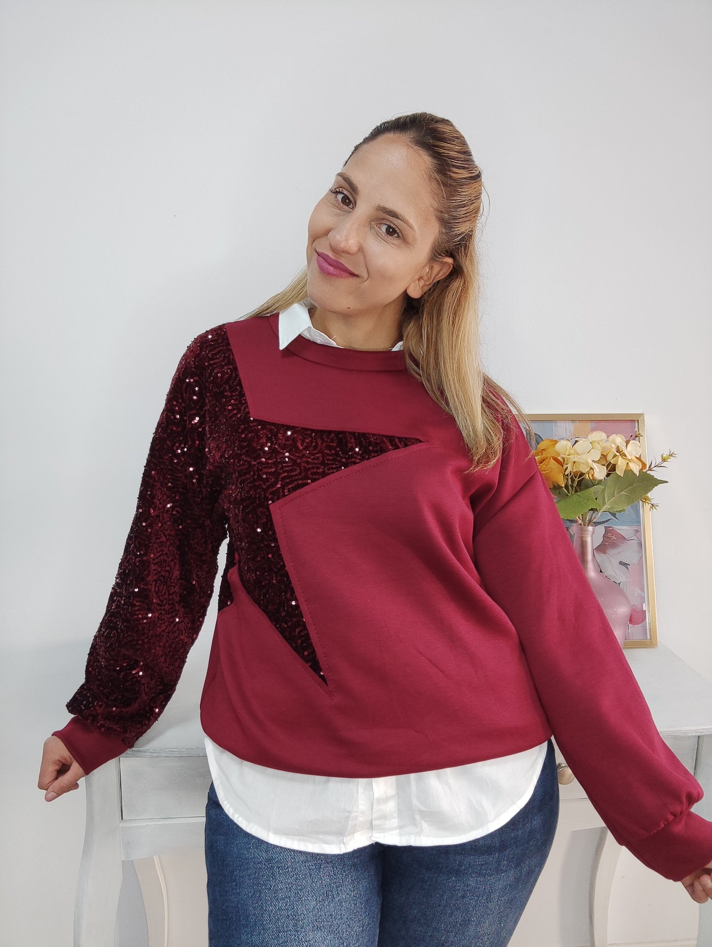 Sudadera star burdeos