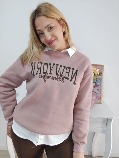 Sudadera New York Rosa