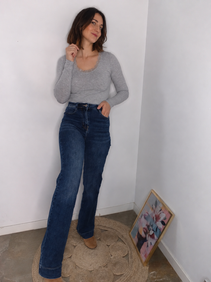 Jeans Wide Leg Etiqueta Roja