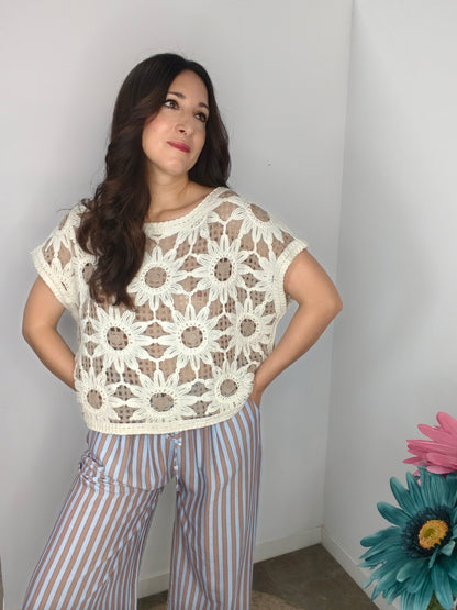 Blusa Crochet Floral