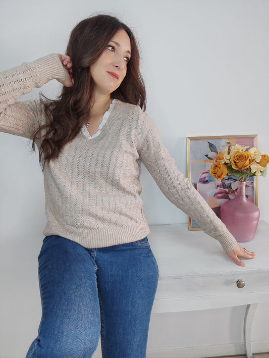 Jersey puntilla beig