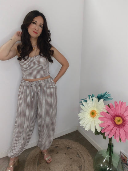 Conjunto Vichy Marrón Taupe