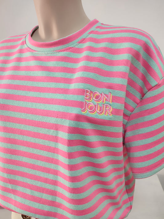 Camiseta Bon Jour rayas