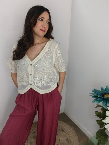 Chaqueta Flor Joya Beig