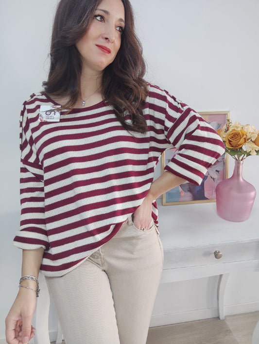 Jersey rayas botón dorado