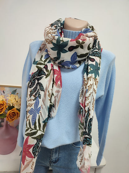 Pañuelo floral verdoso/azul