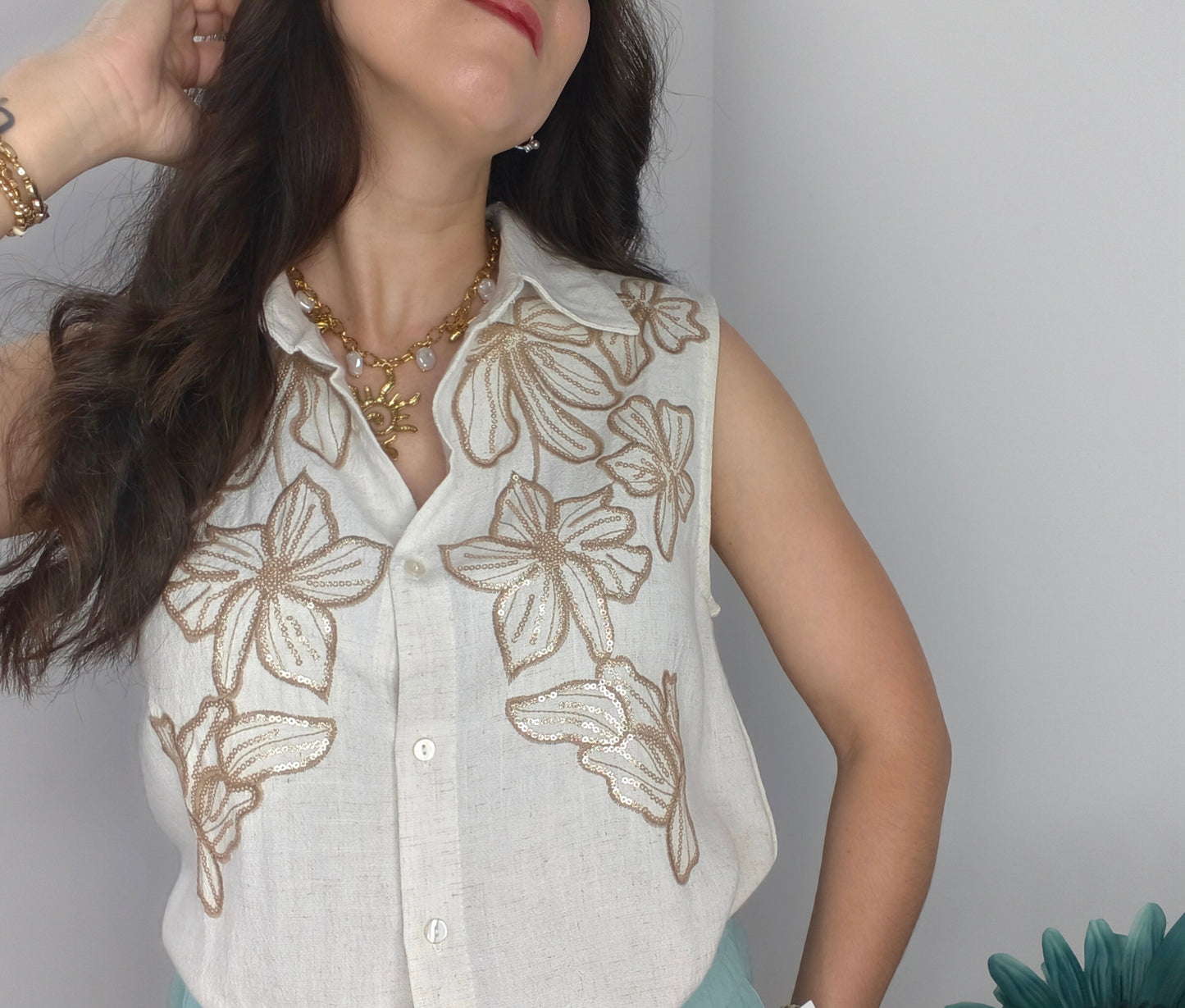 Blusa Florencia Bordada Beig