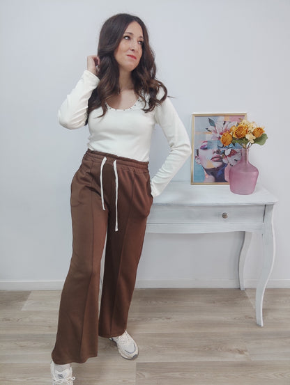 Pantalón wide leg chocolate