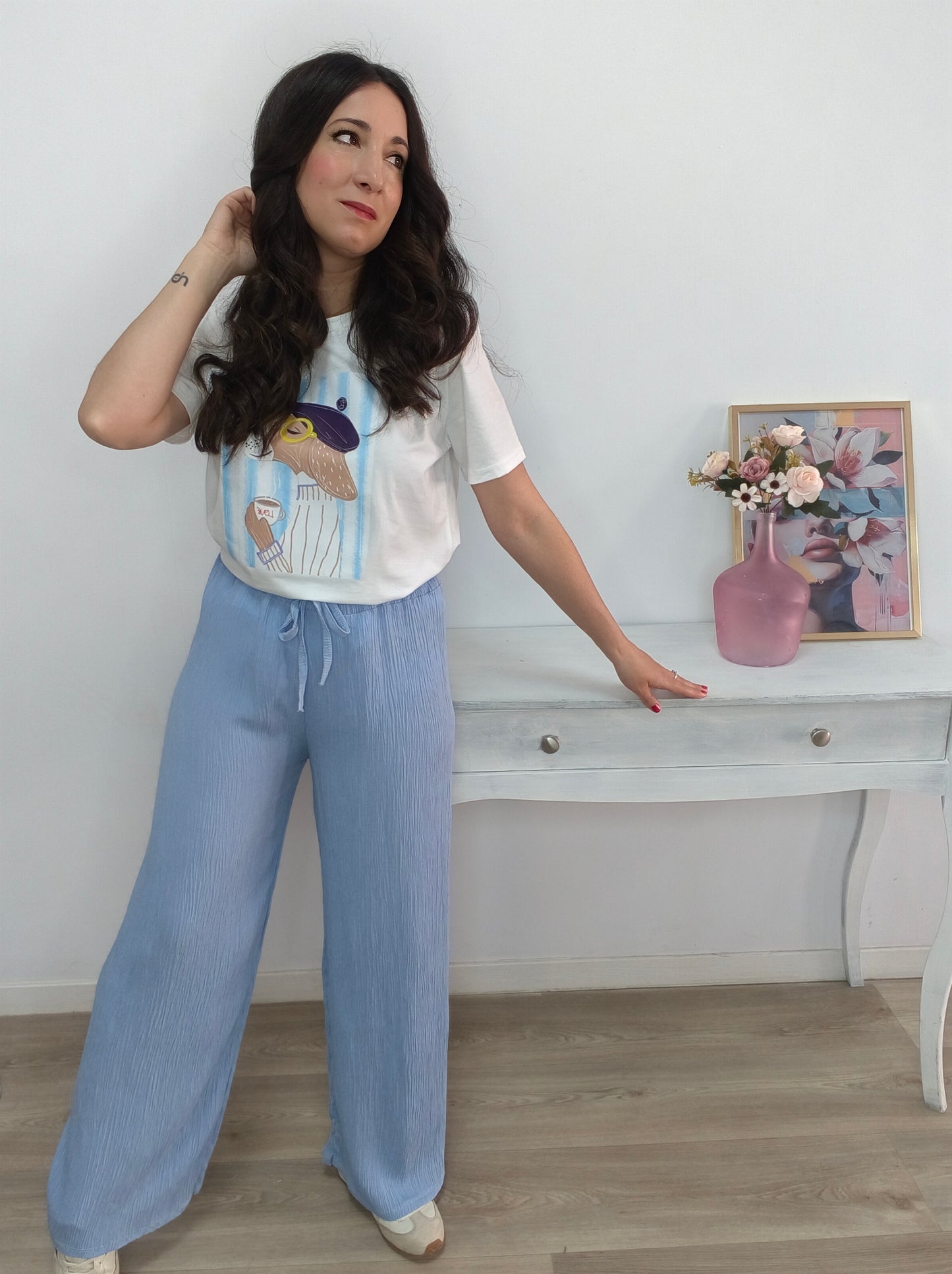 Pantalón Fluido Celeste
