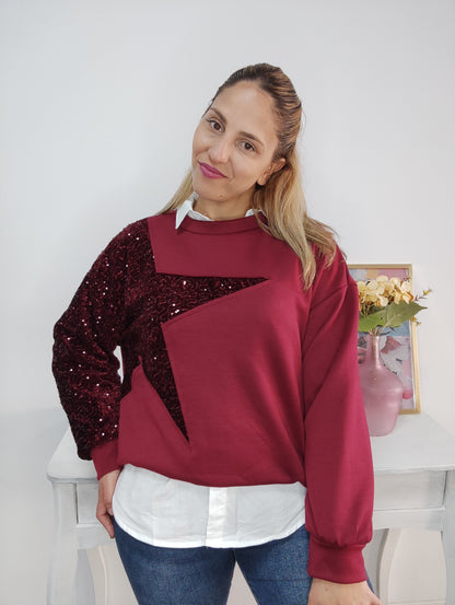 Sudadera star burdeos