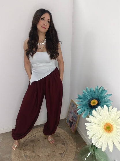 Pantalón Bombacho Burdeos
