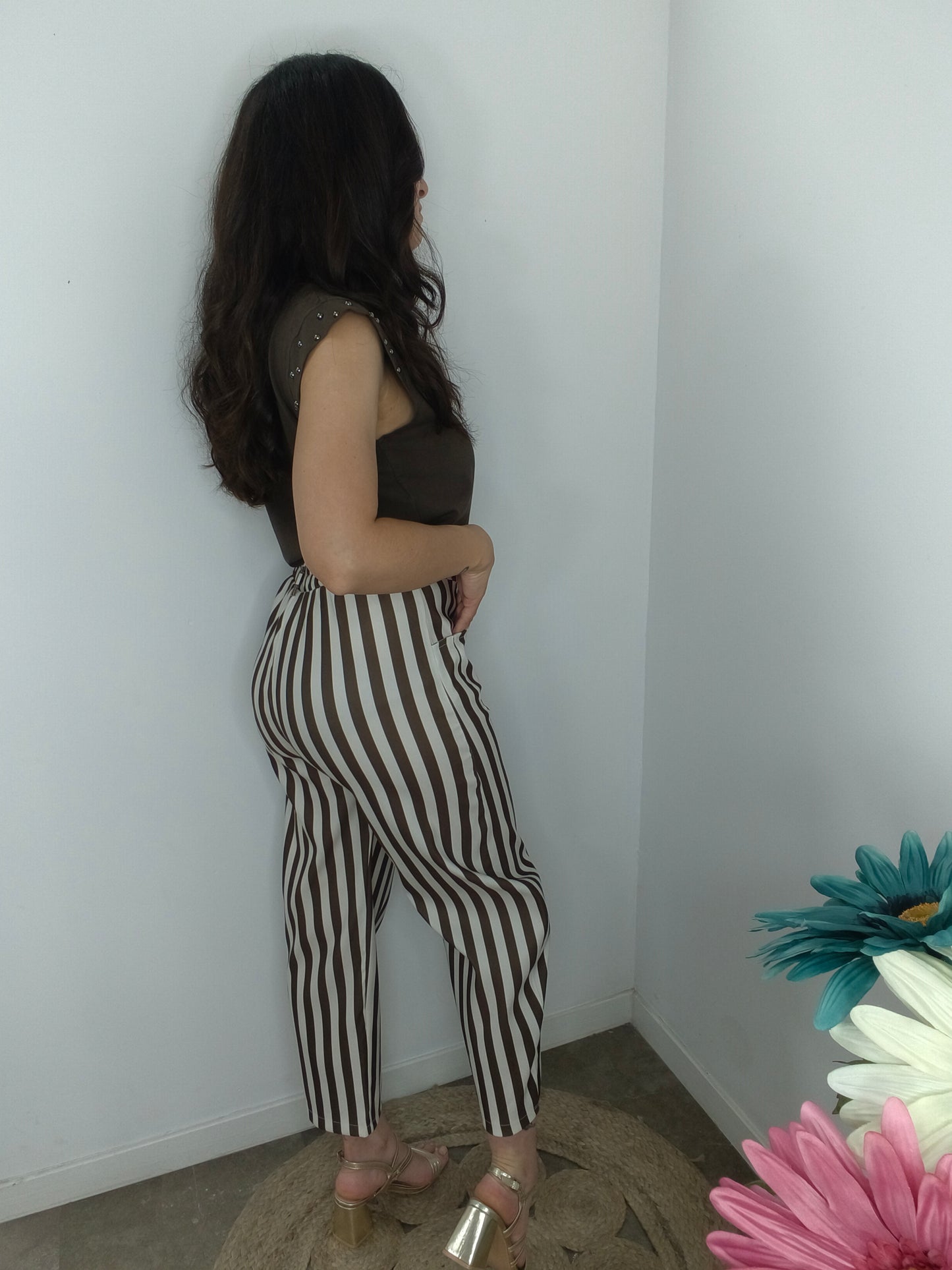 Pantalón Rayas Chocolate
