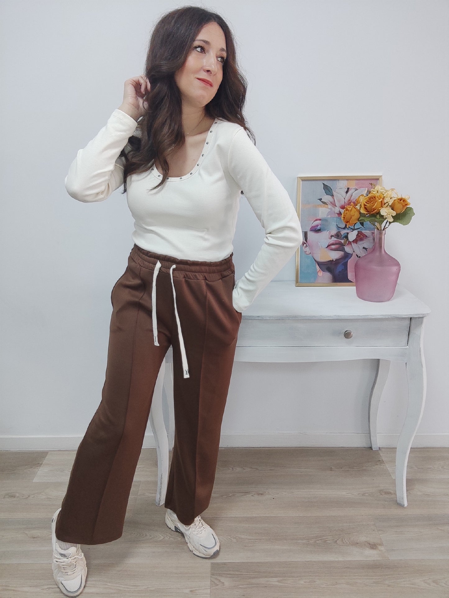 Pantalón wide leg chocolate