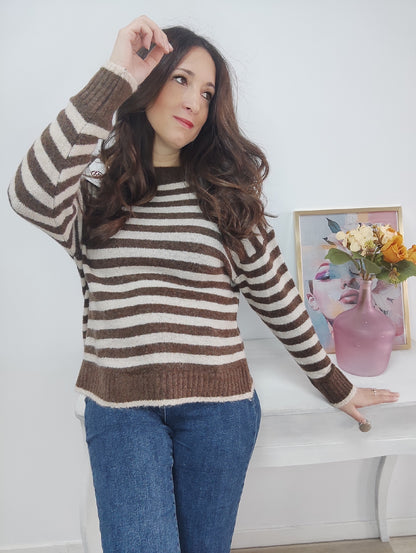Jersey Roma rayas choco+beig