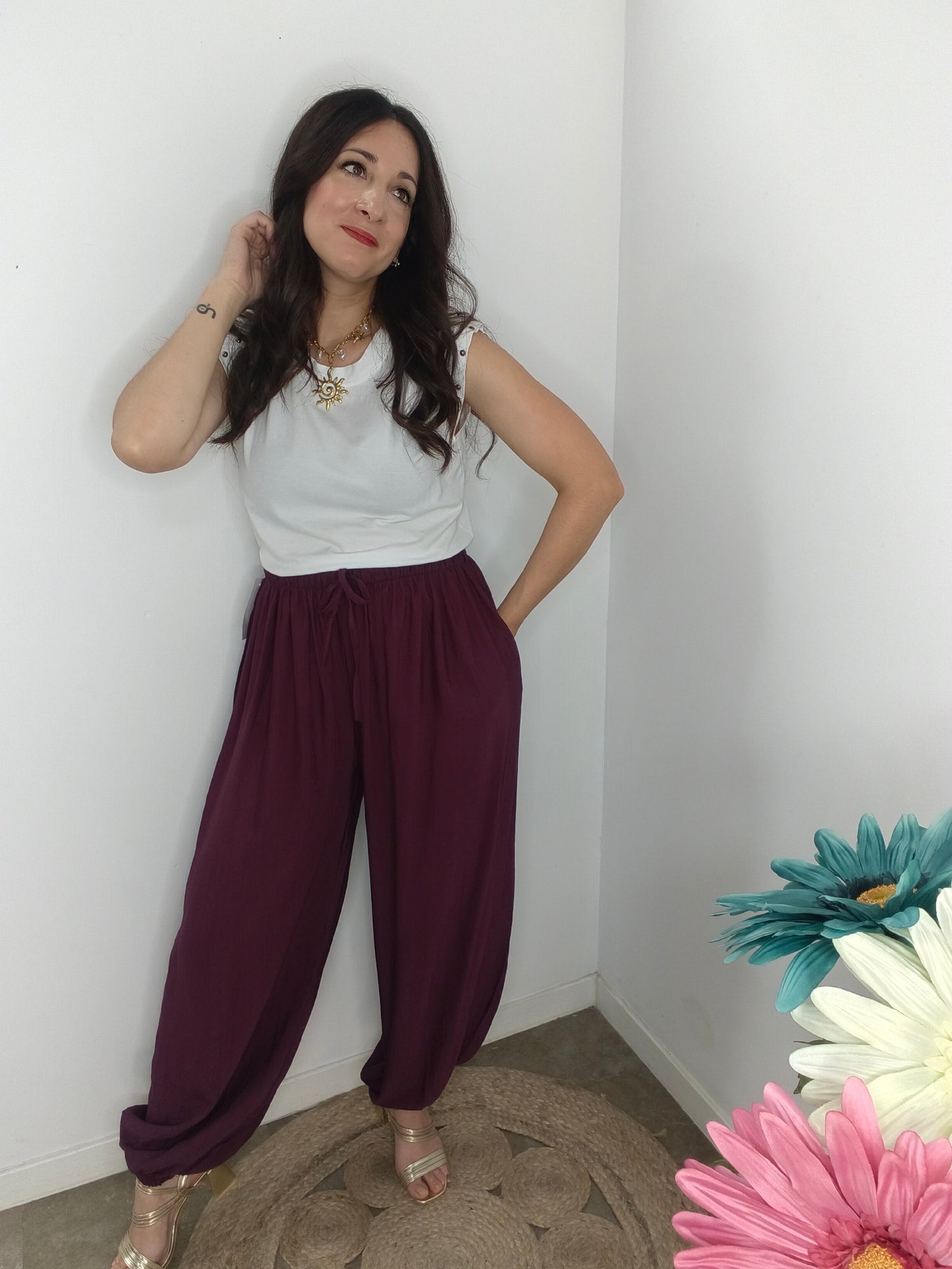 Pantalón Aladín burdeos