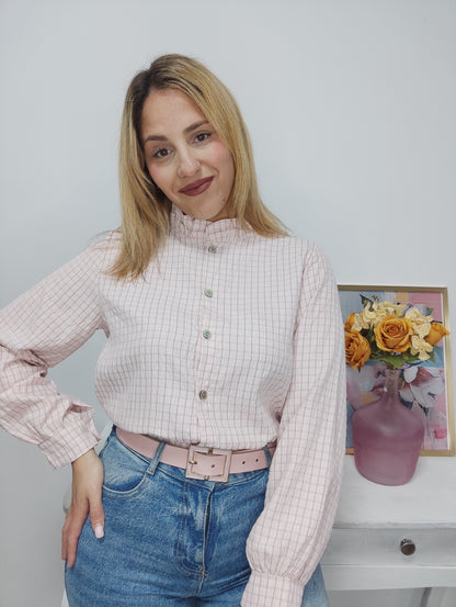 Camisa cuadros rosa bebé